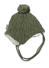 Khaki pletená podšitá čepice 