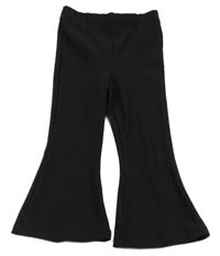 Černé žebrované flare kalhoty Primark