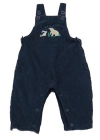 Tmavomodré manšestrové laclové kalhoty se zvířátky John Lewis