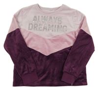 Ružovo-purpurová zamatová mikina s nápisom C&A