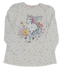 Biele tričko s koníkem a srdiečkami Kids