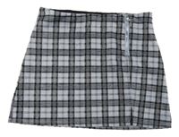 Světlemodro-čierna kockovaná sukňa so zipsom C&A