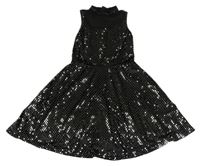 Černé sametové šaty s flitry a kamínky River Island