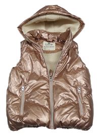 Starorůžová šusťáková zateplená vesta s kapucí F&F