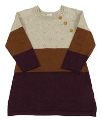 Vínovo-béžovo-hnedé úpletové šaty Topolino