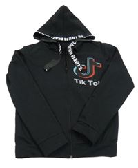 Černá propínací mikina s logem a kapucí - Tik Tok 