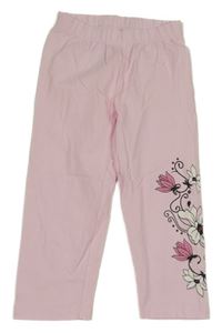 Svetloružové capri legíny s kvetmi Bonprix