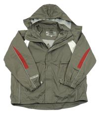 Sivá šušťáková outdoorová jarná bunda s pruhmi a kapucňou TCM