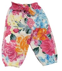 Bílé květované turecké kalhoty s mašlí 