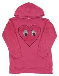 Ružová mikina so srdiečkom a kapucňou Bluezoo
