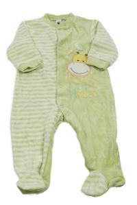 Světlezeleno-pruhovaný zamatový overal so žirafou C&A