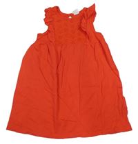 Červené bavlnené šaty s volánikmi H&M