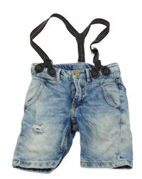 Svetlomodré rifľové kraťasy s odepínacími trakami Zara