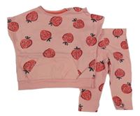 Nové - Korálová tepláková vesta s jahůdkami + legíny F&F