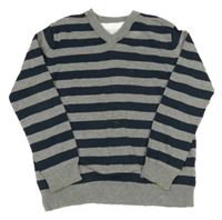 Petrolejovo-sivý pruhovaný sveter Rebel