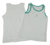 2x - Bílý + bílo-zelený nátělník s dinosaurem George