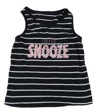 Čierno-biely pruhovaný crop top s nápisem z flitrů George