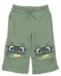 Světlekhaki teplákové dlhé kraťasy s žabkami Kids
