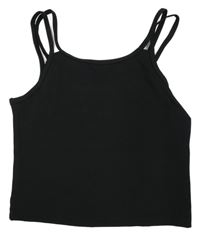 Čierny crop top s dvojitými ramínky H&M