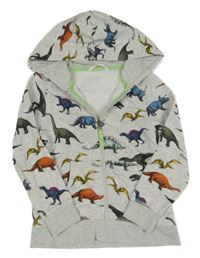 Sivá melírovaná mikina s dinosaurom a kapucňou H&M