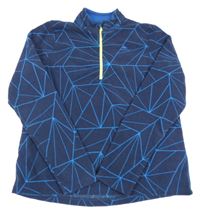 Tmavomodro-modrá vzorovaná funkční fleecová mikina Decathlon