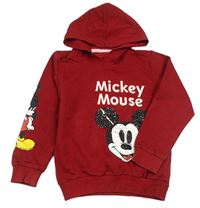 Tmavočervená mikina s Mickey a kapucňou