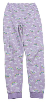 Levandulové fleecové pyžamové nohavice s duhami a obláčikmi  PRIMARK