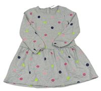 Sivo-farebné bodkovaná é melírované teplákové šaty Topolino