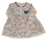 Smetanovo-farebné kvetované melírované šaty s čipkou a vreckom M&S