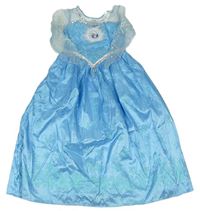 Kostým - Modro-světlemodré šusťákovo/tylové šaty s flitry - Elsa Disney