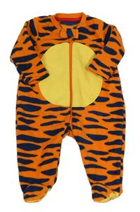 Oranžovo-tmavomodrý fleecový overal - tiger NUTMEG