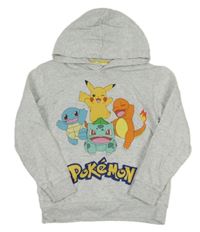 Svetlosivá melírovaná mikina s pokémony a kapucňou H&M