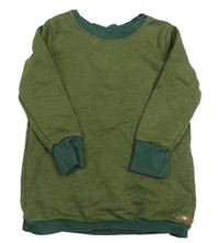 Kaki-tmavozelená melírovaná mikina