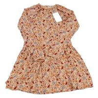Nové - světleskořicové šaty se srnkami a větvičkami a srdíčky a volánky LEIGH TUCKER