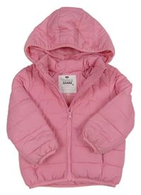 Růžová prošívaná šusťáková pod/zimní bunda s kapucí F&F