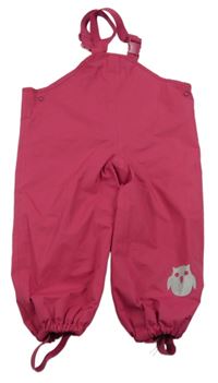 Malinové šušťákové nepromokavé na traké podšité nohavice so sovičkami TCM