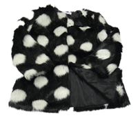 Čierno-biely kožušinový podšitý kabát MINOTI