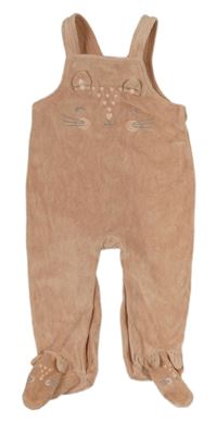 Pudrové sametové dupačky s kočičkou George