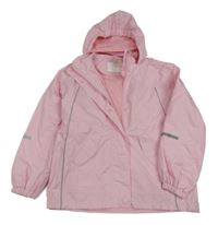 Světlerůžová šusťáková jarní bunda s koníkem a motýlky a ukrývací kapucí alive