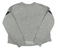 Sivá melírovaná mikina 3D logem a pruhmi PRIMARK