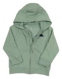 Světlekhaki propínací mikina s dinosaurem a kapucí F&F