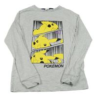 Svetlosivé melírované pyžamové tričko s Pikachu