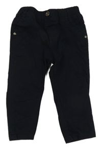 Čierne plátenné nohavice