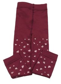 Vínové thermo punčochové legíny se srdíčky Ergee