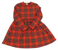 Červeno-čierno-bielo-žlto-zafírové kockované vzorované šaty SHEIN