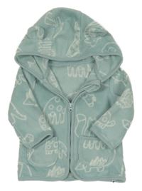 Mentolová fleecová prepínaci mikina so zvieratkami a kapucňou s uškami George