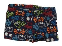 Tmavomodré nohavičkové plavky s mořskými živočichy NABAIJI