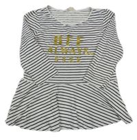 Bílo-černá pruhovaná tunika s nápisem H&M