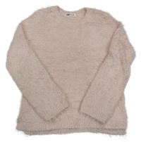 Svetloružový chlpatý sveter so trblietkami H&M