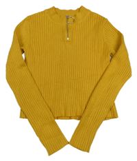 Okrový rebrovaný crop sveter H&M